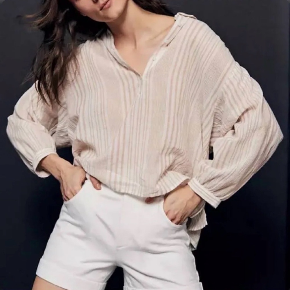Madewell Striped Gauze Popover top - Picture 1 of 5